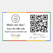 Google Review QR Code Sticker rectangulaire (Devant)