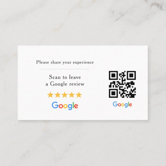 Google Review QR Code Visitekaartje (Achterkant)