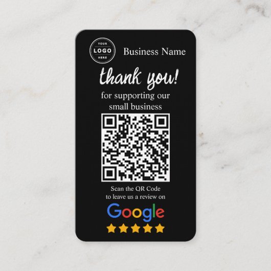 Google Review Request Card with QR code Visitekaartje (Voorkant)