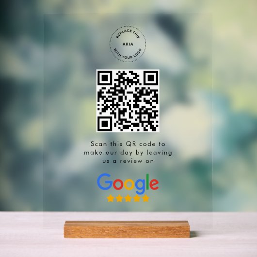 Google Review Request | QR Code Business Logo Acryl Bord (Neutraal)