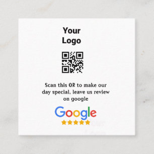 Google review scan QR voeg bedrijfslogo naam toe e Vierkante Visitekaartje