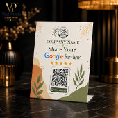 Google Review Tabel Bordje QR Code Boho Botanisch Reclamebord Met Voetstuk