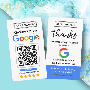 Google Review Verzoekkaart met Logo en QR-code Visitekaartje