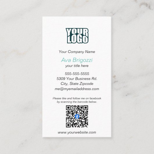 Google Review - Visitekaartje - Facebook QR Link (Voorkant)