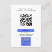 Google Review With QR Code Link Business Card Informatiekaartje (Achterkant)
