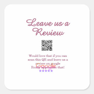 Google review zakelijke logo Scan QR review Vierkante Sticker