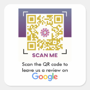 Google Reviewen aanvraag met QR code vierkante Sti Sticker