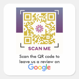 Google Reviewen aanvraag met QR code vierkante Sti Vierkante Sticker
