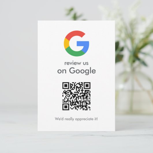Google-Reviewen | Business Review Link QR Code Informatiekaartje (Staand voorkant)