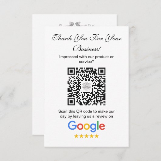 Google-Reviewen | Business Review Link QR Code Informatiekaartje (Voorkant / Achterkant)