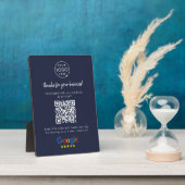 Google Reviewen Business Review Link QR Code Navy Fotoplaat (Zijkant)