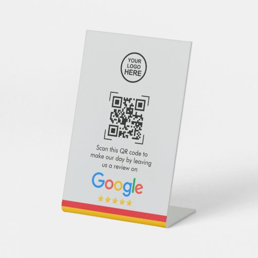 Google-Reviewen | Business Review Link QR Code Reclamebord Met Voetstuk (Voorkant)
