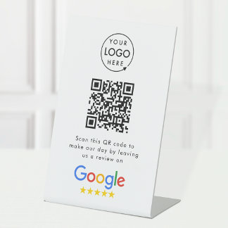 Google-Reviewen | Business Review Link QR Code Reclamebord Met Voetstuk