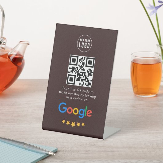 Google-Reviewen | Business Review Link QR Code Reclamebord Met Voetstuk (Insitu)