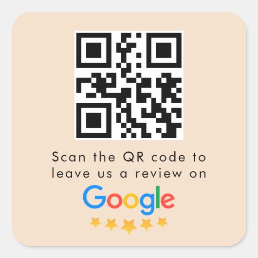 Google-Reviewen | Business Review Link QR Code Vierkante Sticker (Voorkant)