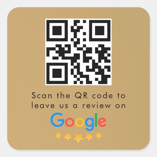Google-Reviewen | Business Review Link QR Code Vierkante Sticker (Voorkant)