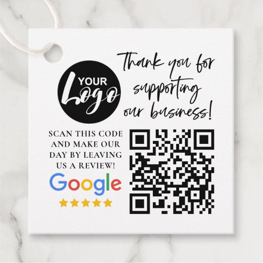 Google Reviewen Dank u Logo QR code Bedankjes Labels (Voorkant)