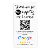 Google Reviewen Dank u Logo QR code Etiket (Voorkant)