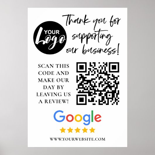 Google Reviewen Dank u Logo QR code Poster (Voorkant)