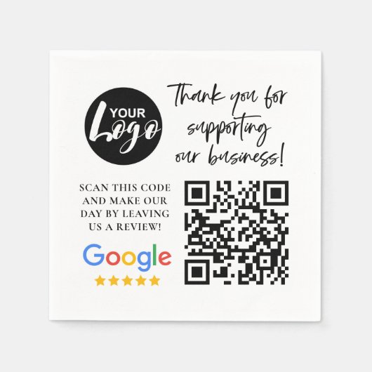 Google Reviewen Dank u Logo QR code Servet (Voorkant)