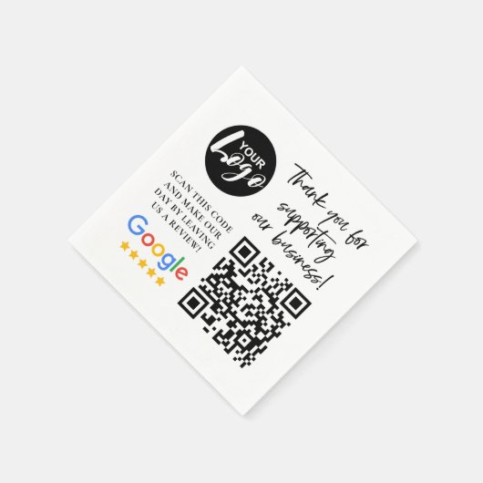 Google Reviewen Dank u Logo QR code Servet (Hoek)