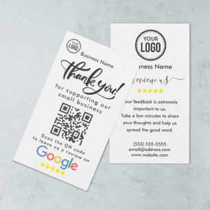 Google-Reviewen met dank en QR-code Visitekaartje