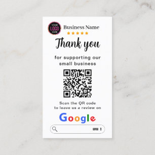 Google-Reviewen met dank en QR-code Visitekaartje