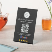 Google Reviewen met Link QR Code Zwart Reclamebord Met Voetstuk (Insitu)