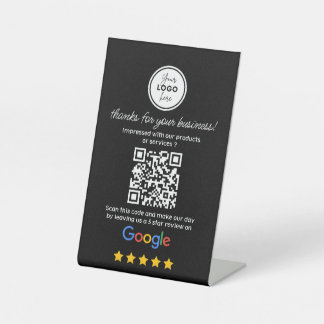 Google Reviewen met Link QR Code Zwart Reclamebord Met Voetstuk