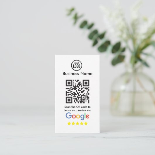 Google-Reviewen met QR-code en zakelijke Logo Informatiekaartje (Staand voorkant)