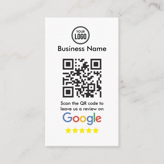Google-Reviewen met QR-code en zakelijke Logo Informatiekaartje (Voorkant)
