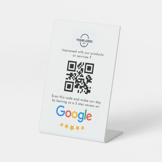 Google Reviewen | QR-code voor Business Review Reclamebord Met Voetstuk (Voorkant)