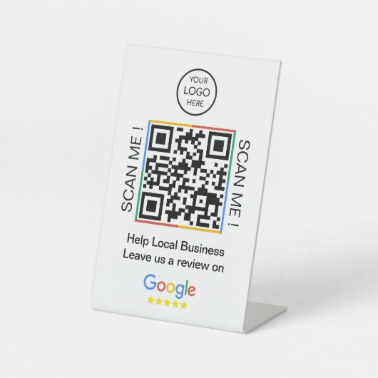 Google-Reviewen | Zakelijke feedback QR Code Pedes Reclamebord Met Voetstuk (Voorkant)