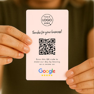 Google-Reviewen   Zakelijke Review - Blush roze QR Visitekaartje