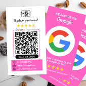 Google-Reviewen | Zakelijke Review US Roze QR-code Visitekaartje