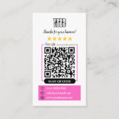 Google-Reviewen | Zakelijke Review US Roze QR-code Visitekaartje (Voorkant)