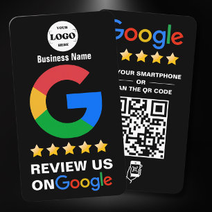 Google-Reviewen Zakelijke Review US Zwart QR Cod Visitekaartje