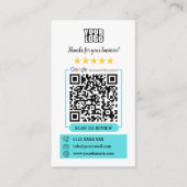 Google Reviews | Carte de visite code QR turquoise (Devant)