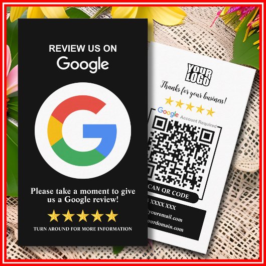 Google Reviews | Carte de visite QR Code noir pour