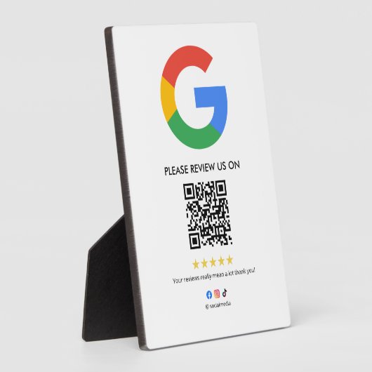 Google Reviews Easel Sign | QR Code Display Plaque (Côté)