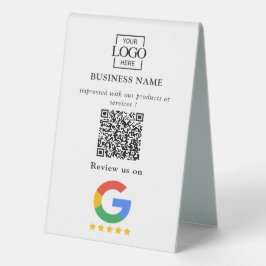 Google Reviews QR Code Business Logo Tabletop Sign