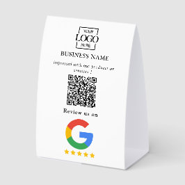 Google Reviews QR Code Business Logo Tabletop Sign