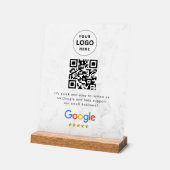 Google reviews qr code tabletop sign (Angle)