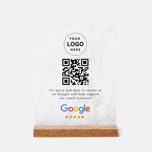 Google reviews qr code tabletop sign acryl bord (Voorkant)