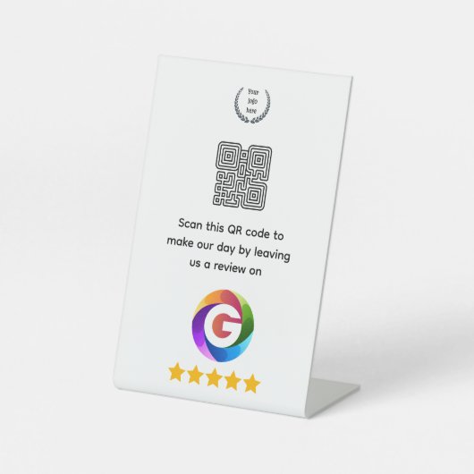 Google Reviews Tafelbord | QR-code Voetstuk Reclamebord Met Voetstuk (Voorkant)