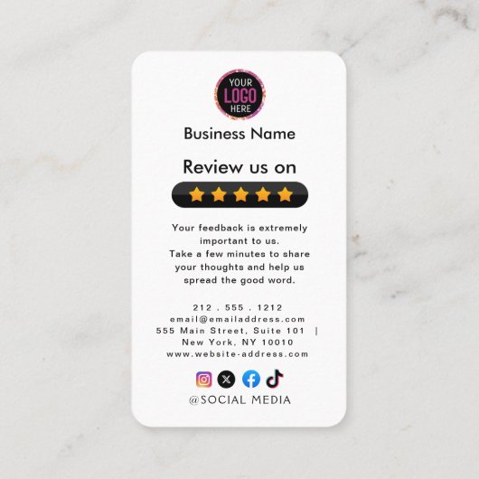 Google Reviews With Thank You And QR Code Business Visitekaartje (Achterkant)