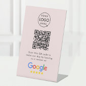 Google Reviewverzoek | QR-code Zakelijk Logo Roze Reclamebord Met Voetstuk