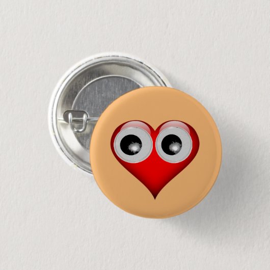 Googly Eye Heart Ronde Button 3,2 Cm (Voorkant /achterkant)
