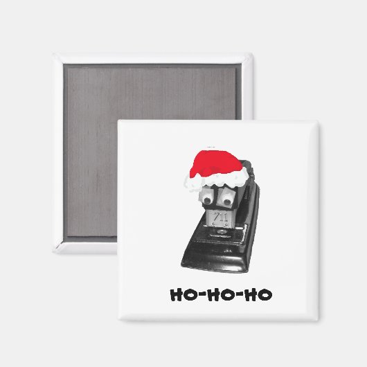 Googly-eyed Ho-Ho-Ho Santa Stapler Magnet (Recto/Verso)