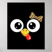 Googly-eyed Turkey With Leopard Bow, Funny Cartoon Poster (Voorkant)